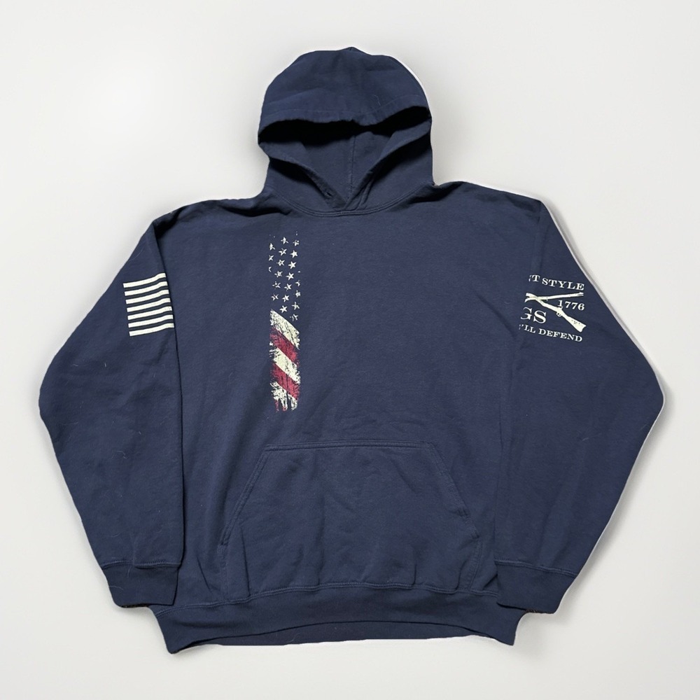 Grunt Style Hoodie Mens XL Blue‎ Hooded Pullover Sweatshirt USA